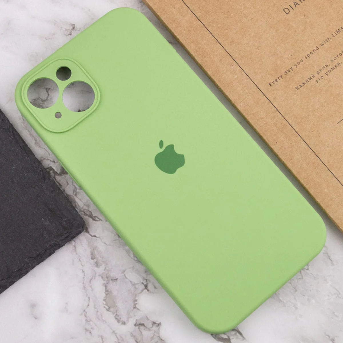 Чехол Silicone Case Full Camera Protective (AA) для Apple iPhone 15 Plus (6.7") Мятный / Mint