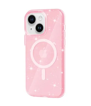 Чохол TPU Galaxy Sparkle (MagFit) для Apple iPhone 15 Plus (6.7") Pink+Glitter
