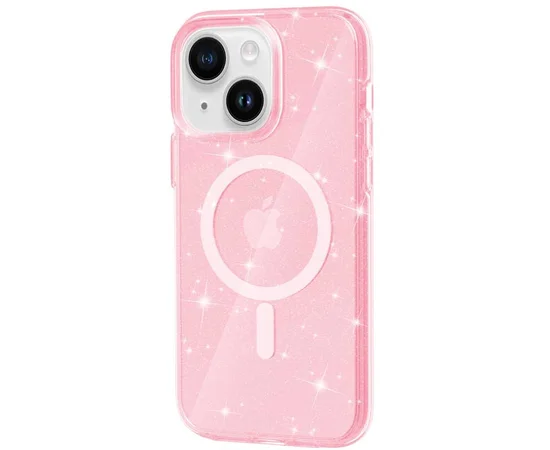 Чохол TPU Galaxy Sparkle (MagFit) для Apple iPhone 15 Plus (6.7") Pink+Glitter