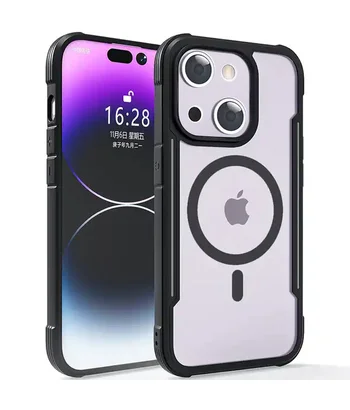 TPU+PC чохол Defense Clear with MagSafe для Apple iPhone 15 Plus (6.7") Чорний TPU+PC чохол Defense Clear with MagSafe для Apple iPhone 15 Plus (6.7") Чорний