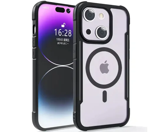 TPU+PC чохол Defense Clear with MagSafe для Apple iPhone 15 Plus (6.7") Чорний