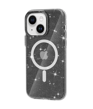 Чехол TPU Galaxy Sparkle (MagFit) для Apple iPhone 15 Plus (6.7") Black+Glitter
