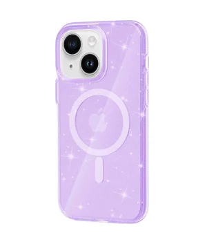 Чехол TPU Galaxy Sparkle (MagFit) для Apple iPhone 15 Plus (6.7") Purple+Glitter