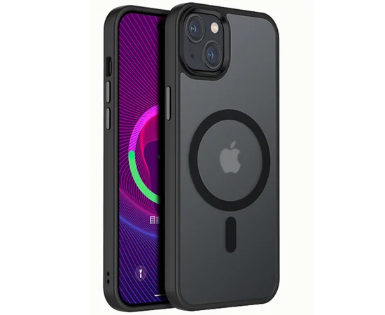 TPU+PC чехол Metal Buttons with MagSafe Colorful для Apple iPhone 15 Plus (6.7") Черный