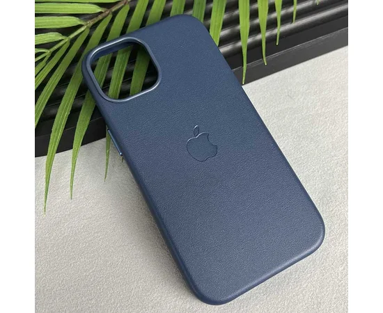 Кожаный чехол Leather Case (AAA) with MagSafe and Animation для Apple iPhone 15 Plus (6.7") Blue