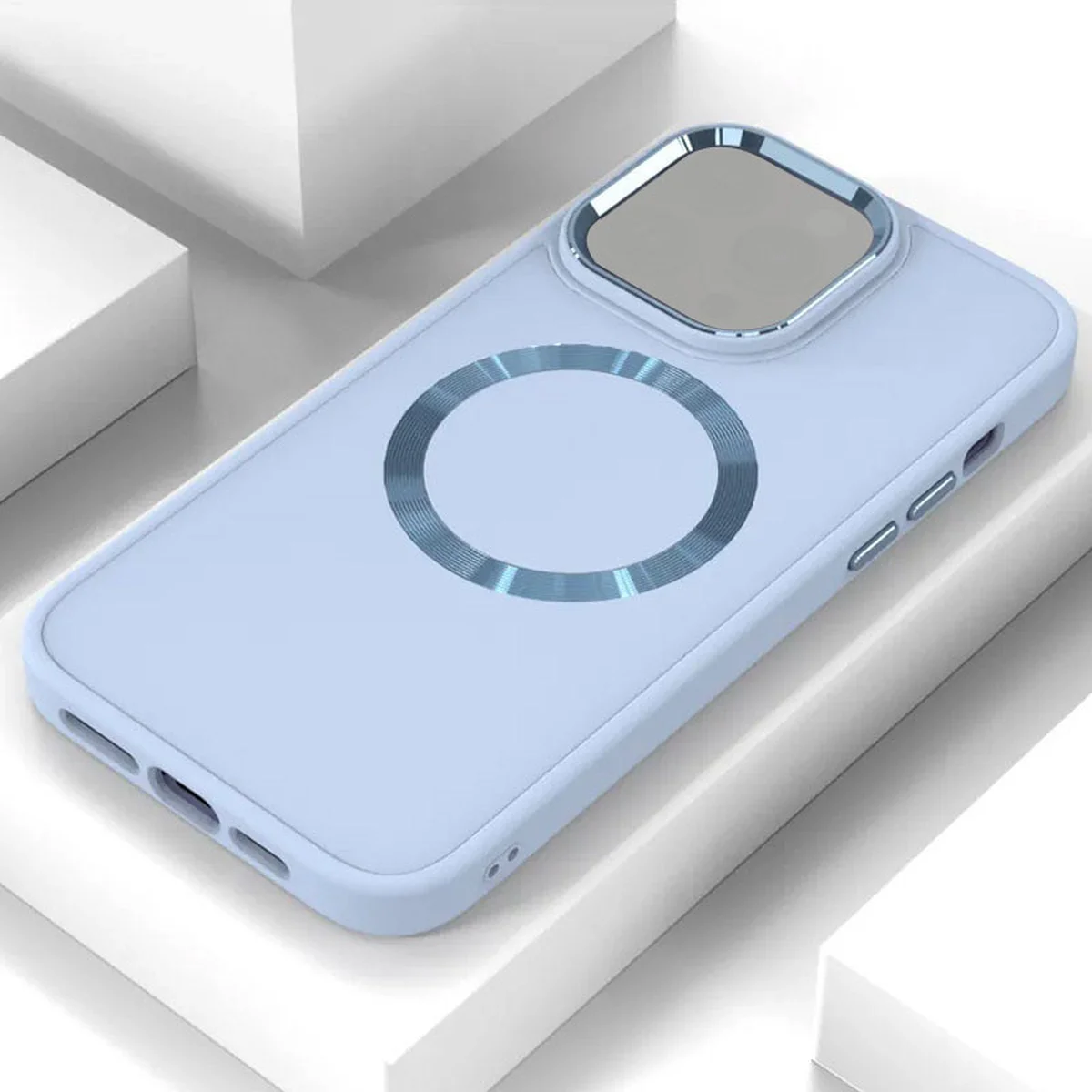 TPU чехол Bonbon Metal Style with MagSafe для Apple iPhone 15 Plus (6.7") Голубой / Mist Blue