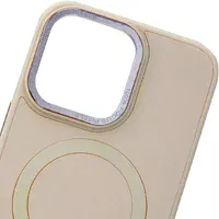 Кожаный чехол Bonbon Leather Metal Style with MagSafe для Apple iPhone 15 Plus (6.7") Розовый / Light pink
