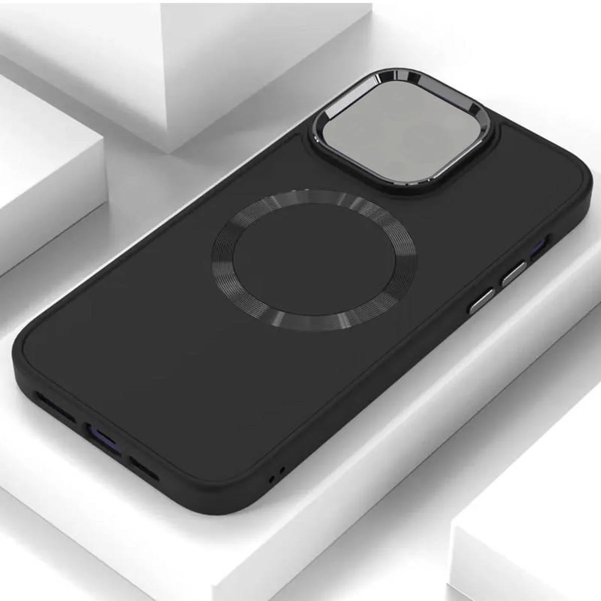 TPU чехол Bonbon Metal Style with MagSafe для Apple iPhone 15 Plus (6.7") Черный / Black