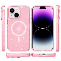 Чехол TPU Galaxy Sparkle (MagFit) для Apple iPhone 15 Plus (6.7") Pink+Glitter