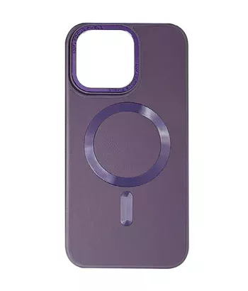 Шкіряний чохол Bonbon Leather Metal Style with MagSafe Apple iPhone 15 Plus (6.7") Фіолетовий / Dark Purple