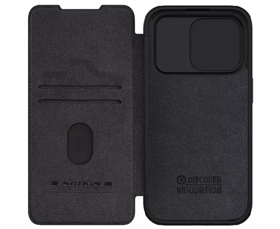 Кожаный чехол-книжка Nillkin Qin Pro Camshield для Apple iPhone 15 Pro Max (6.7") Черный