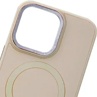 Кожаный чехол Bonbon Leather Metal Style with MagSafe для Apple iPhone 15 Pro Max (6.7") Розовый / Light pink