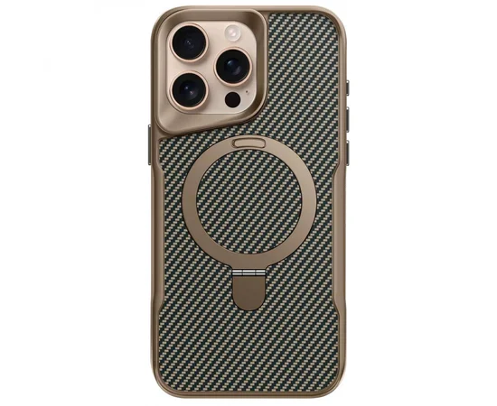 TPU+PC чохол Metal Buttons with MagSafe Carbon Ring для iPhone 15 Pro Max (6.7") Золотий