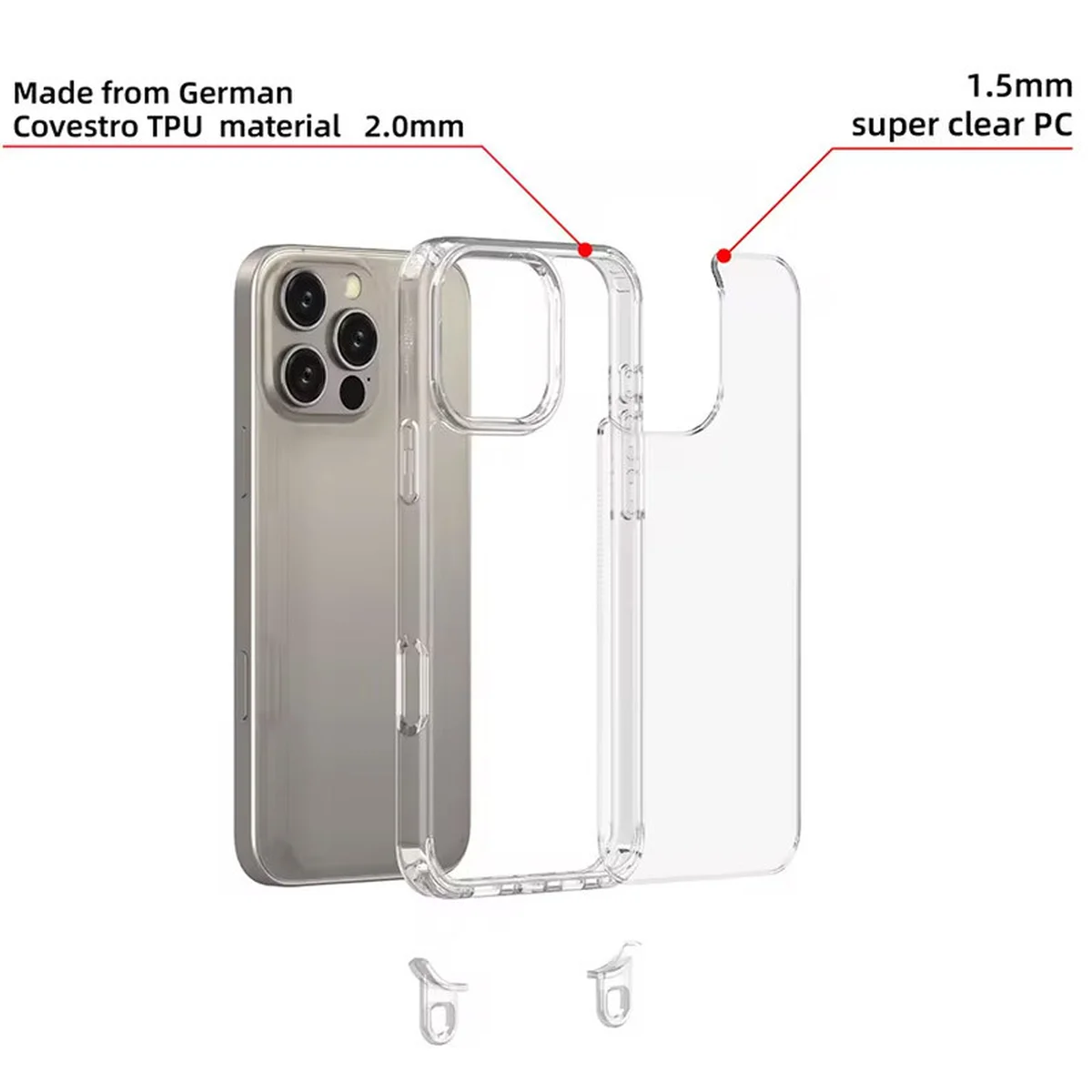 Чехол TPU Transparent with Straps для Apple iPhone 15 Pro Max (6.7") Grey