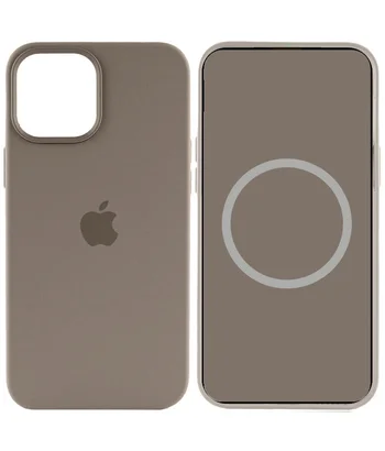 Чохол Silicone case (AAA) full with Magsafe and Animation для Apple iPhone 15 Pro Max (6.7") Коричневий / Clay