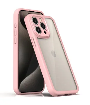 TPU чехол Transparent + Colour 1,5mm для Apple iPhone 15 Pro Max (6.7") Pink