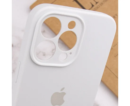 Чехол Silicone Case Full Camera Protective (AA) для Apple iPhone 15 Pro Max (6.7") Белый / White
