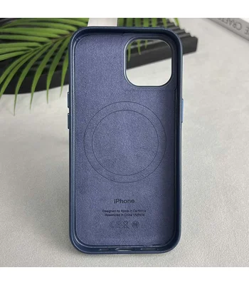 Кожаный чехол Leather Case (AAA) with MagSafe and Animation для Apple iPhone 15 Pro Max (6.7") Blue