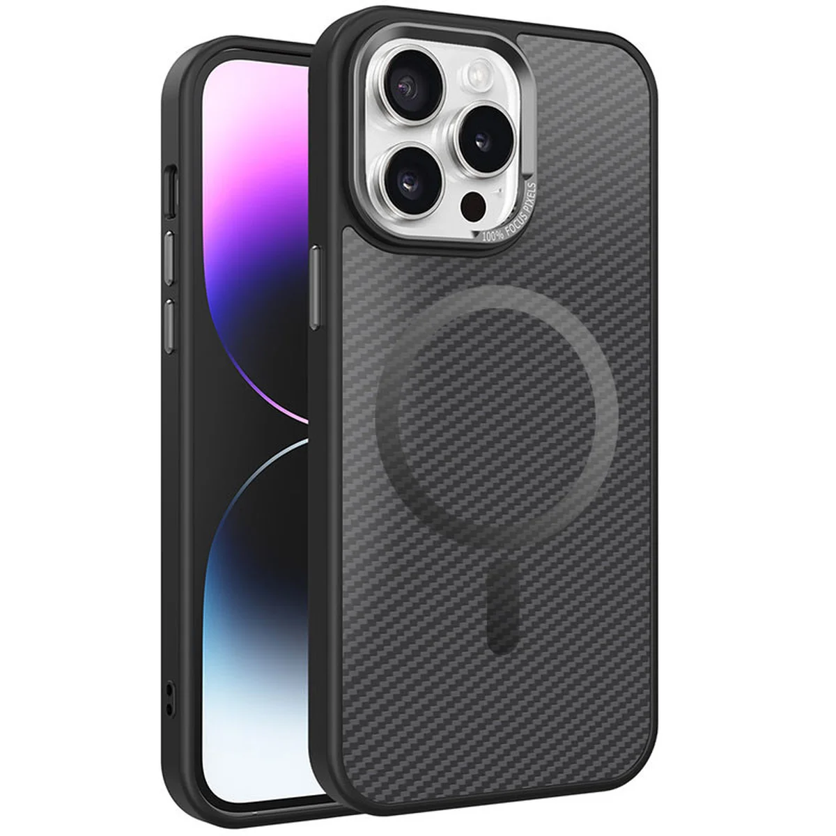 Чехол TPU+PC Carbon Mirage with MagSafe для Apple iPhone 15 Pro Max (6.7") Black