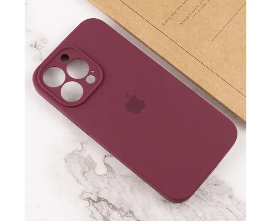 Чехол Silicone Case Full Camera Protective (AA) для Apple iPhone 15 Pro Max (6.7") Бордовый / Plum