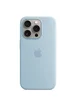 Чехол Silicone case (AAA) full with Magsafe and Animation для Apple iPhone 15 Pro Max (6.7") Голубой / Light Blue