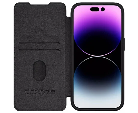 Кожаный чехол-книжка Nillkin Qin Pro Camshield для Apple iPhone 15 Pro Max (6.7") Черный