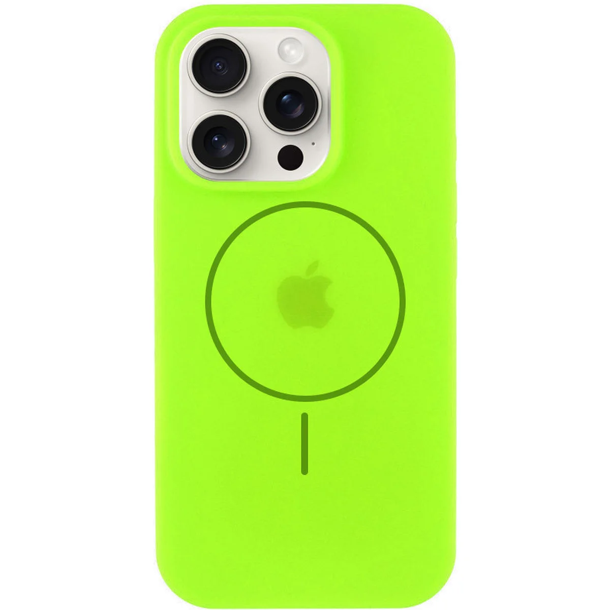 Чехол Silicone Case Full Protective (AA) with MagSafe для Apple iPhone 15 Pro Max (6.7") Салатовый / Neon green
