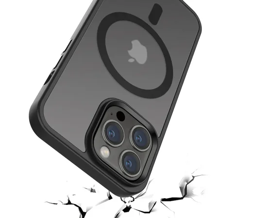 TPU+PC чехол Metal Buttons with MagSafe Colorful для Apple iPhone 15 Pro Max (6.7") Черный