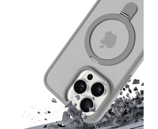 TPU+PC чехол Metal Buttons with MagSafe Colorful HQ Ring для Apple iPhone 15 Pro Max (6.7") Grey