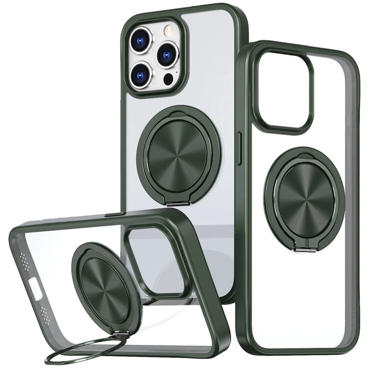 TPU+PC чехол Metal Ring with MagSafe для Apple iPhone 15 Pro Max (6.7") Зеленый