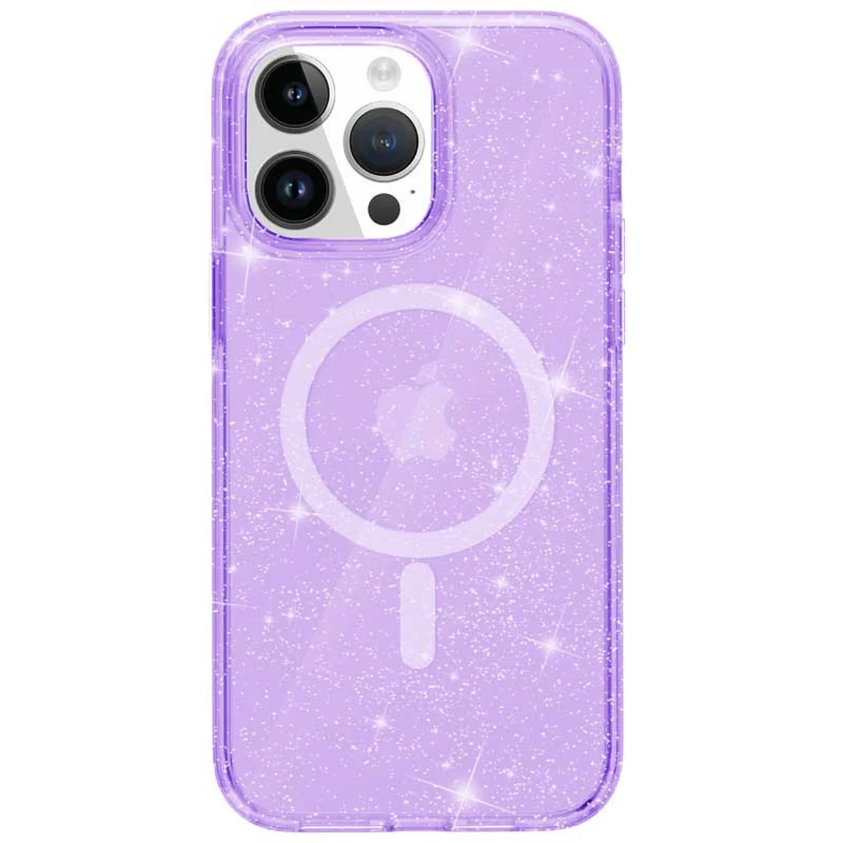 Чехол TPU Galaxy Sparkle (MagFit) для Apple iPhone 15 Pro Max (6.7") Purple+Glitter