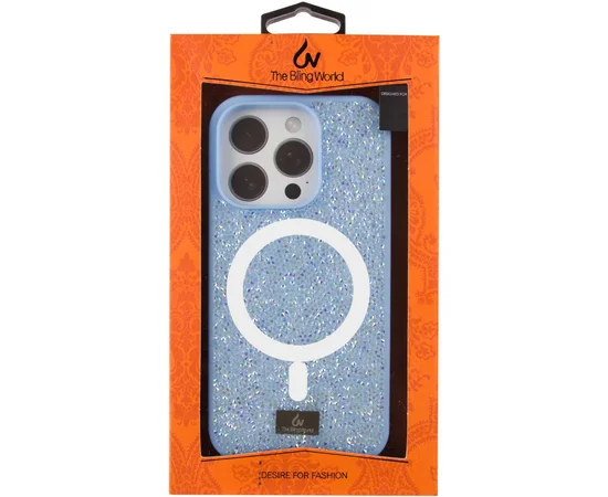 TPU чехол Bling World Rock Diamond with MagSafe для Apple iPhone 15 Pro Max (6.7") Light blue