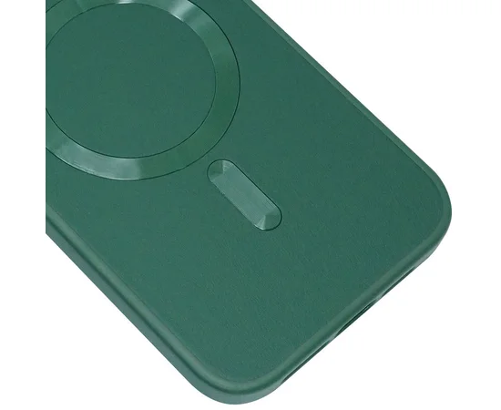 Кожаный чехол Bonbon Leather Metal Style with MagSafe для Apple iPhone 15 Pro Max (6.7") Зеленый / Pine green