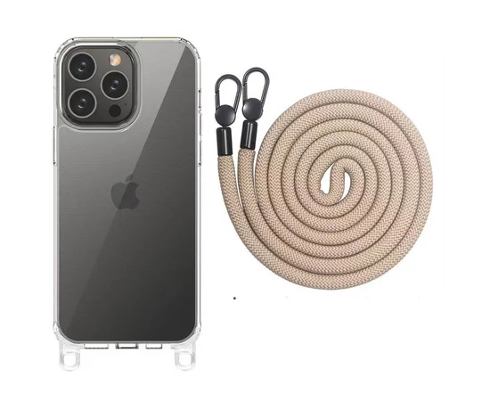 Чехол TPU Transparent with Straps для Apple iPhone 15 Pro Max (6.7") Clay