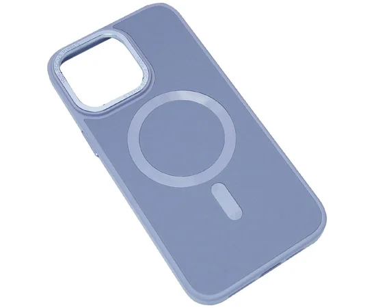 Кожаный чехол Bonbon Leather Metal Style with MagSafe для Apple iPhone 15 Pro Max (6.7") Голубой / Mist blue