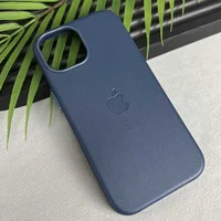 Кожаный чехол Leather Case (AAA) with MagSafe and Animation для Apple iPhone 15 Pro Max (6.7") Blue