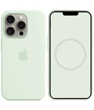 Чохол Silicone case (AAA) full with Magsafe and Animation для Apple iPhone 15 Pro Max (6.7") М'ятний / Soft Mint