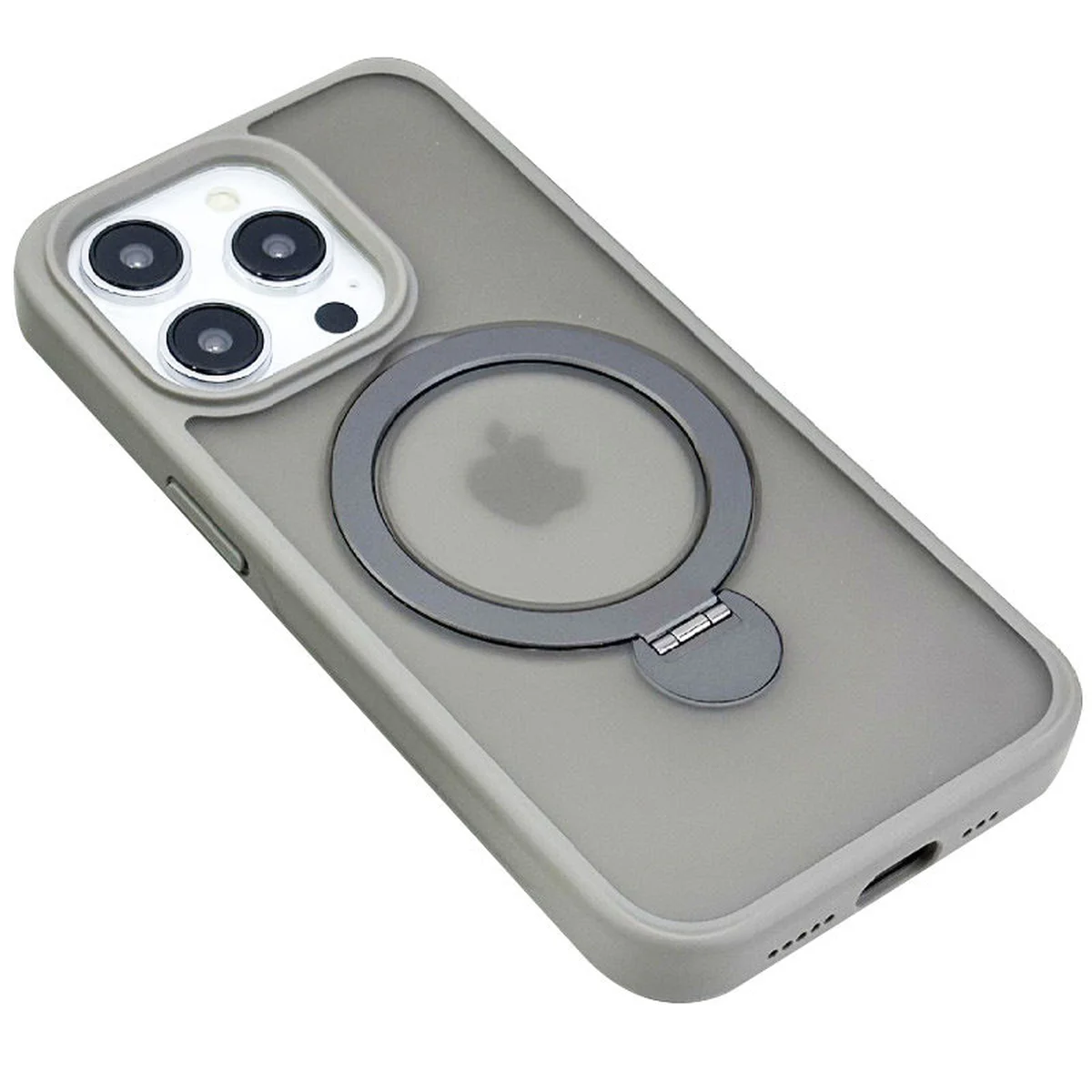 TPU+PC чехол Metal Buttons with MagSafe Colorful HQ Ring для Apple iPhone 15 Pro Max (6.7") Grey