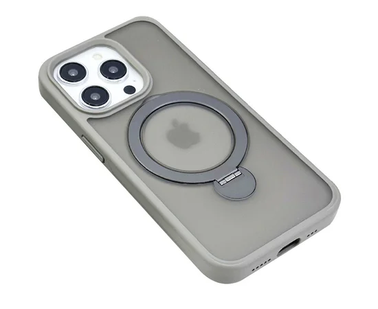 TPU+PC чехол Metal Buttons with MagSafe Colorful HQ Ring для Apple iPhone 15 Pro Max (6.7") Grey