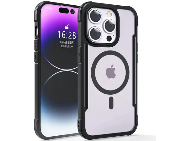 TPU+PC чохол Defense Clear with MagSafe для Apple iPhone 15 Pro Max (6.7") Чорний