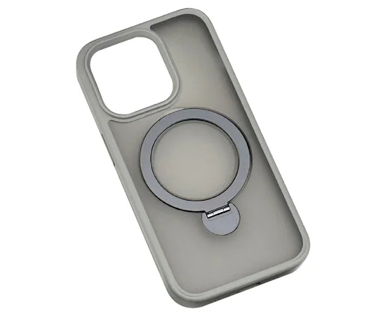TPU+PC чехол Metal Buttons with MagSafe Colorful HQ Ring для Apple iPhone 15 Pro Max (6.7") Grey