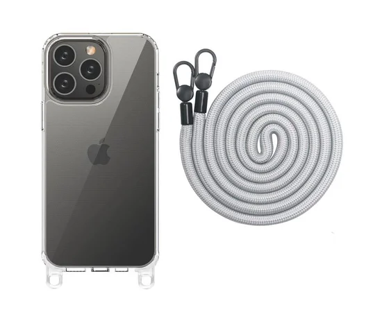 Чехол TPU Transparent with Straps для Apple iPhone 15 Pro Max (6.7") Grey