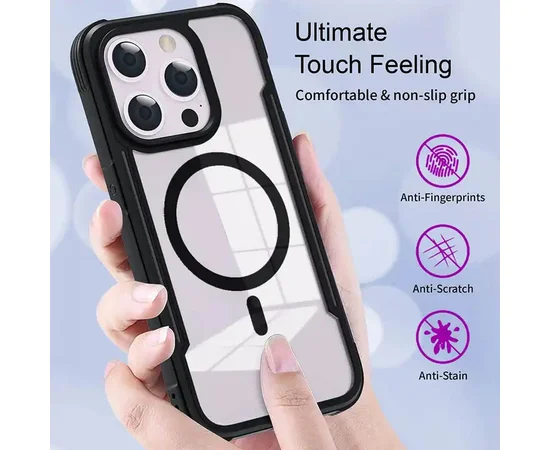 TPU+PC чохол Defense Clear with MagSafe для Apple iPhone 15 Pro Max (6.7") Чорний