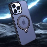 TPU+PC чехол Metal Buttons with MagSafe Colorful HQ Ring для Apple iPhone 15 Pro Max (6.7") Dark Blue