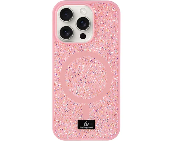TPU чехол Bling World Rock Diamond with MagSafe для Apple iPhone 15 Pro Max (6.7") Pink