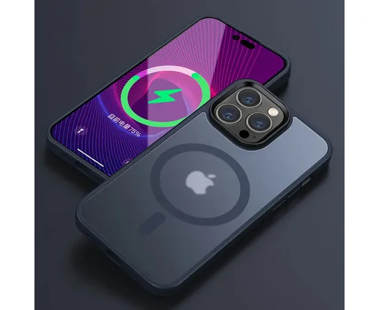 TPU+PC чехол Metal Buttons with MagSafe Colorful для Apple iPhone 15 Pro Max (6.7") Синий