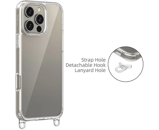 Чехол TPU Transparent with Straps для Apple iPhone 15 Pro Max (6.7") Grey