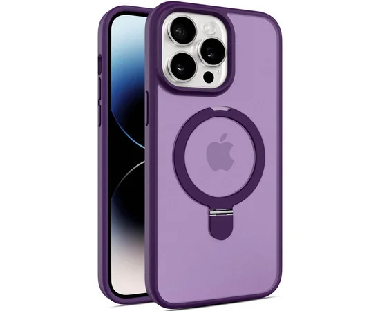 TPU+PC чехол Metal Buttons with MagSafe Colorful HQ Ring для Apple iPhone 15 Pro Max (6.7") Purple
