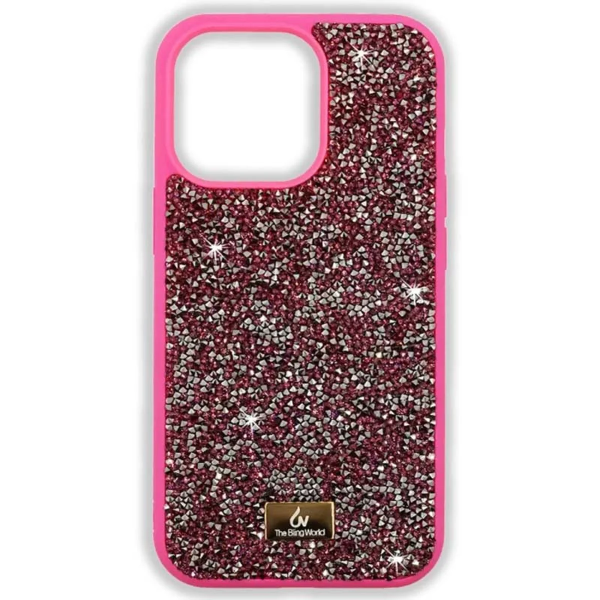 TPU чохол Bling World Rock Diamond для Apple iPhone 15 Pro Max (6.7") Яскраво-рожевий 