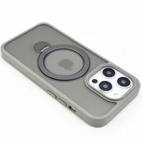 TPU+PC чехол Metal Buttons with MagSafe Colorful HQ Ring для Apple iPhone 15 Pro Max (6.7") Grey
